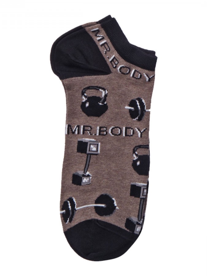 MEWE Ανδρικές Κάλτσες Κοφτές με σχέδιο MR. BODY - 1709 Καφέ